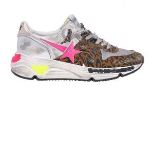 Golden Goose Running Sole Pink and Yellow Fashion Sneakers